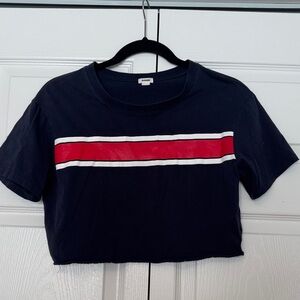 Garage Navy and Red Stripe Crop Top